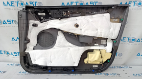 Door trim card front left Hyundai Sonata 11-15 dark gray, with gray insert plastic, armrest leather, dark gray molding structure, scratches, dents, abrasions, broken fasteners