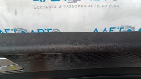 Door trim card front right Hyundai Sonata 15-17 black, with black insert leather, armrest leather, molding carbon, dents, scratches