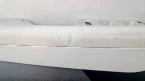 Door trim card front left Hyundai Sonata 15-17 black, with gray insert plastic, armrest leather, gray molding, dents, scratches, abrasions
