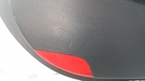 Door trim card front left Hyundai Sonata 15-17 black, with gray insert plastic, armrest leather, gray molding, dents, scratches, abrasions
