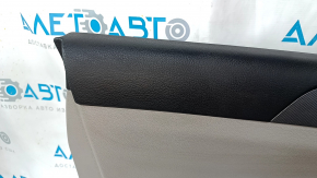 Door trim card front left Hyundai Sonata 15-17 black, with gray insert plastic, armrest leather, gray molding, dents, scratches, abrasions
