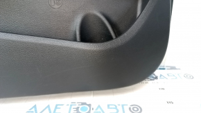 Door trim card front left Hyundai Sonata 15-17 black, with gray insert plastic, armrest leather, gray molding, dents, scratches, abrasions