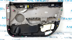 Door trim card front left Hyundai Sonata 15-17 black, with gray insert plastic, armrest leather, gray molding, dents, scratches, abrasions