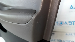 Door trim card front right Hyundai Sonata 11-15 dark gray, with gray insert, armrest leather, scuffs, scratches, dents, bumps