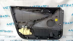 Door trim card front right Hyundai Sonata 11-15 dark gray, with gray insert, armrest leather, scuffs, scratches, dents, bumps