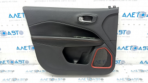 Door trim card front left Jeep Compass 17-21 leather black with red stitching, Trailhawk, scratches, whitened plastic, dent