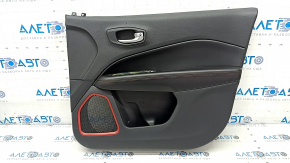 Door trim card front right Jeep Compass 17-21 leather black with red stitching, Trailhawk, scratches, bumps