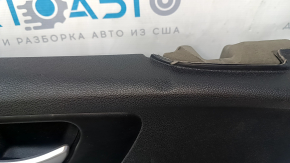 Door trim card front left Kia Optima 16- black, with black insert leather, armrest leather, scratches, dents, bumps, abrasions, crack in fastening, broken fastening