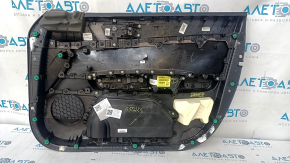 Door trim card front left Kia Optima 16- black, with black insert leather, armrest leather, scratches, dents, bumps, abrasions, crack in fastening, broken fastening