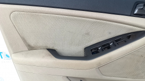 Door trim card front left Kia Optima 11-15 beige, with beige insert cloth, gray overlay, armrest leather, scratches, for cleaning