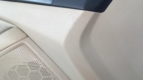Door trim card front left Kia Optima 11-15 beige, with beige insert cloth, gray overlay, armrest leather, scratches, for cleaning
