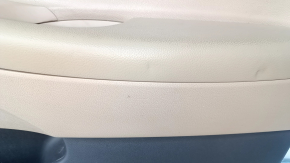Door trim card front right Hyundai Sonata 11-15 beige, with beige insert, armrest leather, scuffs, scratches, dents, crack in fastening