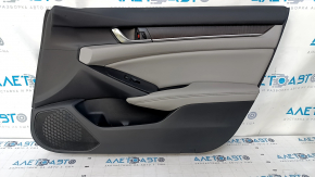 Door trim card front right Honda Accord 18-22 black, with gray insert leather, armrest leather, molding handles under the tree, scratches, pokes, dent