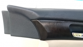 Door trim card front right Honda Accord 13-17 beige, with beige insert, leather armrest, wood handle molding, scratches, abrasions, dent, for cleaning