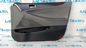 Door trim card front right Hyundai Sonata 11-15 dark gray, with gray insert, Infinity, armrest leather, scuffs, scratches, bumps, dents