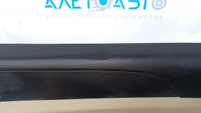 Door trim card front right Hyundai Sonata 15-19 black, with beige insert plastic, armrest leather, gray molding structure, dents, scratches, cracks in fasteners