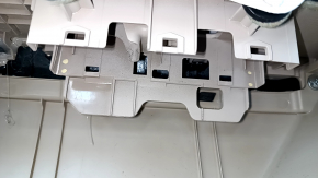 Door trim card front right Hyundai Sonata 15-19 black, with beige insert plastic, armrest leather, gray molding structure, dents, scratches, cracks in fasteners