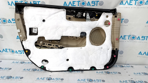 Door trim card front right Hyundai Sonata 15-19 black, with beige insert plastic, armrest leather, gray molding structure, dents, scratches, cracks in fasteners
