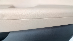 Door trim card front right Hyundai Sonata 15-17 black, with beige insert leather, armrest leather, DIMENSION, molding under the tree, dents, pokes, scratches, crack in fastening