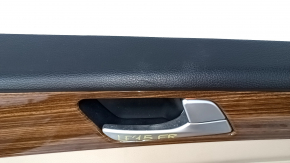 Door trim card front right Hyundai Sonata 15-17 black, with beige insert leather, armrest leather, DIMENSION, molding under the tree, dents, pokes, scratches, crack in fastening