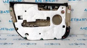 Door trim card front right Hyundai Sonata 15-17 black, with beige insert leather, armrest leather, DIMENSION, molding under the tree, dents, pokes, scratches, crack in fastening