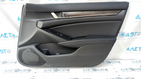 Door trim card front right Honda Accord 18-22 black, with black insert leather, armrest leather, with brown overlay, scratches, dents, abrasions