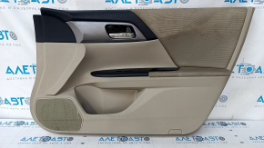 Door trim card front right Honda Accord 13-17 beige velour, with beige insert, armrest velour, handle molding dark gray, for cleaning, scuffs