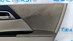 Door trim card front right Honda Accord 13-17 beige velour, with beige insert, armrest velour, handle molding dark gray, for cleaning, scuffs