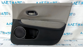 Door trim card front right Honda HR-V 16-22 black with gray insert, armrest leather gray, bumpers, for dry cleaning, scratches