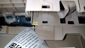 Door trim card front right Hyundai Sonata 15-17 black, with beige insert leather, armrest leather, DIMENSION, molding under the tree, dents, pokes, scratches, crack in fastening