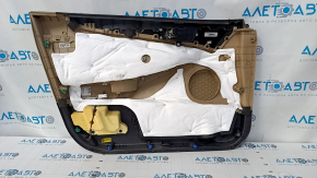 Door trim card front right Hyundai Sonata 11-15 beige, with beige insert, armrest leather, scuffs, scratches, nicks, dents, for cleaning