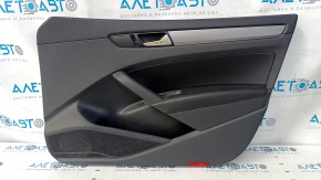 Door trim card front right VW Passat b7 12-15 USA black with black insert leather, armrest leather, molding gray gloss, scratches, dents