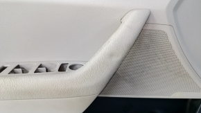 Door trim card front left Hyundai Sonata 15-17 gray, with gray insert plastic, armrest leather, gray molding, dents, scratches, abrasions