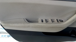 Door trim card front left Hyundai Sonata 15-17 gray, with gray insert plastic, armrest leather, gray molding, dents, scratches, abrasions