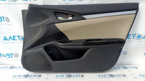 Door trim card front right Honda Civic X FC 16-21 4d rag black with beige insert, for cleaning, bump, dent, scratches, abrasions