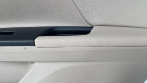 Door trim card front right Honda Accord 13-17 beige, with beige insert, leather armrest, wood handle molding, scratches, nicks, abrasions, dents, needs cleaning