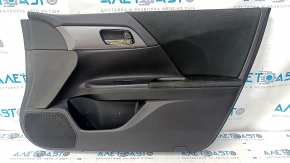 Door trim card front right Honda Accord 13-17 black with black insert velour, armrest velour, molding handle gray, scratches, abrasions, for dry cleaning