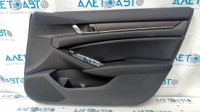 Door trim card front right Honda Accord 18-22 black, with black insert leather, armrest leather, with graphite overlay, scratches, dents, bumps