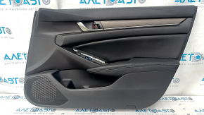 Door trim card front right Honda Accord 18-22 black, with black insert leather, armrest leather, with graphite overlay, scratches, dents, bumps