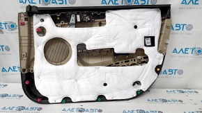 Door trim card front left Hyundai Sonata 15-19 beige, with beige insert leather, armrest leather, gray molding structure, dents, scratches, abrasions, for cleaning