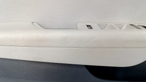 Door trim card front left Hyundai Sonata 15-17 gray, with gray insert plastic, armrest leather, gray molding, dents, scratches, abrasions, pokes