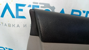 Door trim card front left Hyundai Sonata 15-17 gray, with gray insert plastic, armrest leather, gray molding, dents, scratches, abrasions, pokes