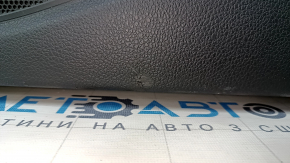 Door trim card front right VW Passat b7 12-15 USA black with black insert leather, armrest leather, molding gray gloss, scratches, dents, pokes, scuffs, broken fasteners