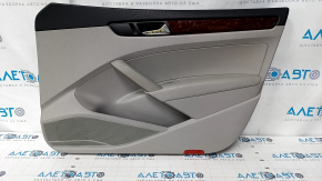 Door trim card front right VW Passat b7 12-15 USA gray, armrest leather, wood insert, dents, broken fastener