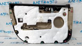 Door trim card front right Hyundai Sonata 15-19 beige, with beige insert plastic, armrest leather, gray molding structure, dents, scratches, bumps