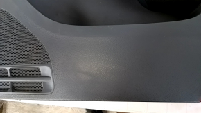 Door trim card front right VW Jetta 11-18 USA black with black insert plastic, armrest leather, molding black structure, scratches, abrasions