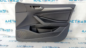 Door trim card front right VW Jetta 19- black with black insert leather, armrest leather, molding gray type 2, scratches, dents, abrasions