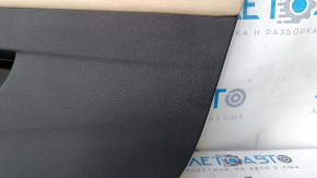 Door trim card front right VW Jetta 11-18 USA black with beige insert plastic, armrest leather, molding gray gloss, scratches, abrasions, for cleaning