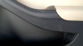 Door trim card front right VW Jetta 11-18 USA black with beige insert plastic, armrest leather, molding gray gloss, scratches, abrasions