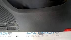 Door trim card front right VW Jetta 11-18 USA black with black insert plastic, armrest leather, molding black structure, scuffs scratches